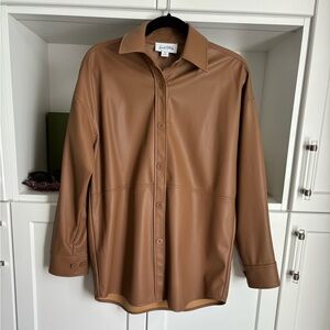 Joseph Ribkoff Faux Leather Shacket, caramel, medium